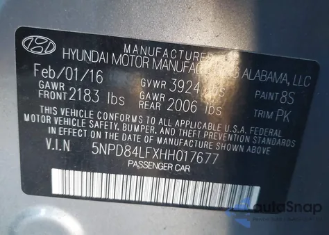 2017 Hyundai Elantra Se from USA, damaged, VIN 5NPD84LFXHH017677